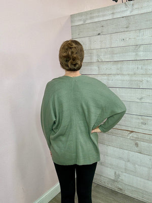 "Orchard Stroll" Solid Textured Cardigan- Sage