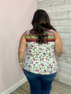 "Follow The Sun" Floral Sleeveless Gabby Top