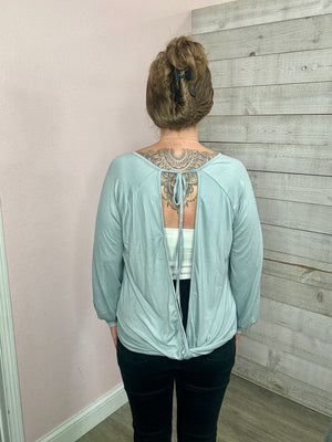 "Can't Miss It" Grey Open Back Top