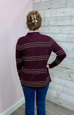 "Rain or Shine" Stitch Striped Cardigan