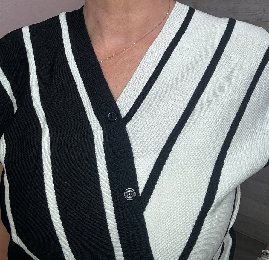 "Pack A Punch" Black/White Stripe Top