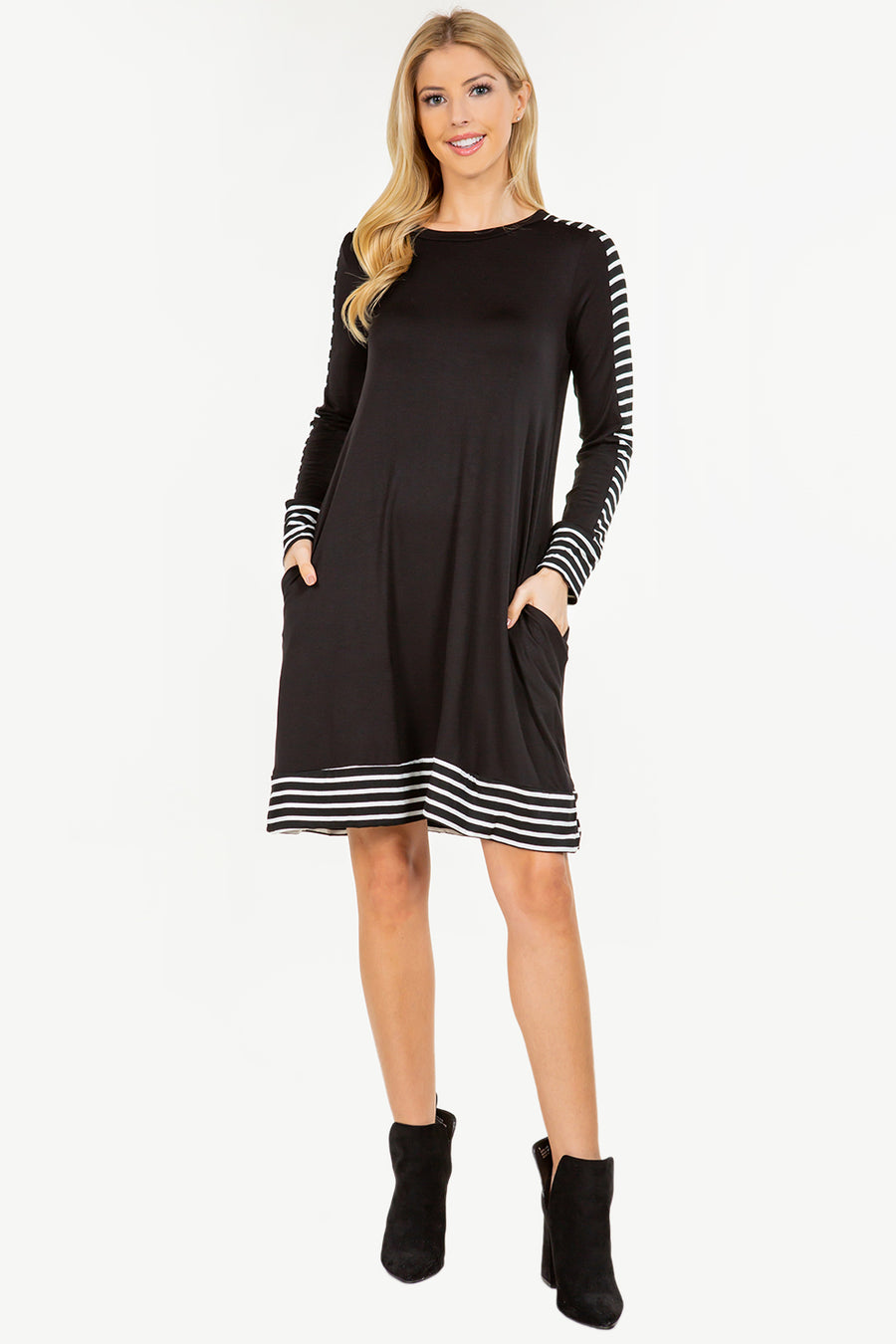 PF "Cherished Moment" Black/Stripe Dress