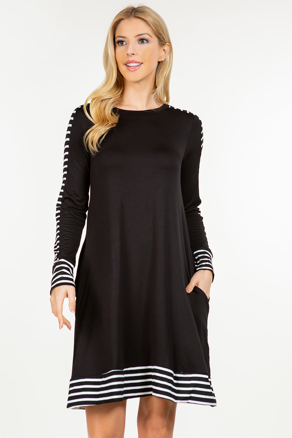 PF "Cherished Moment" Black/Stripe Dress