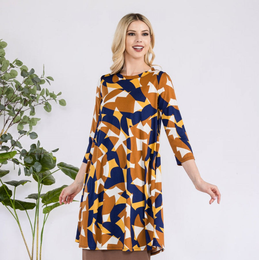 PF "Take A Moment" Geometric Midi Dress