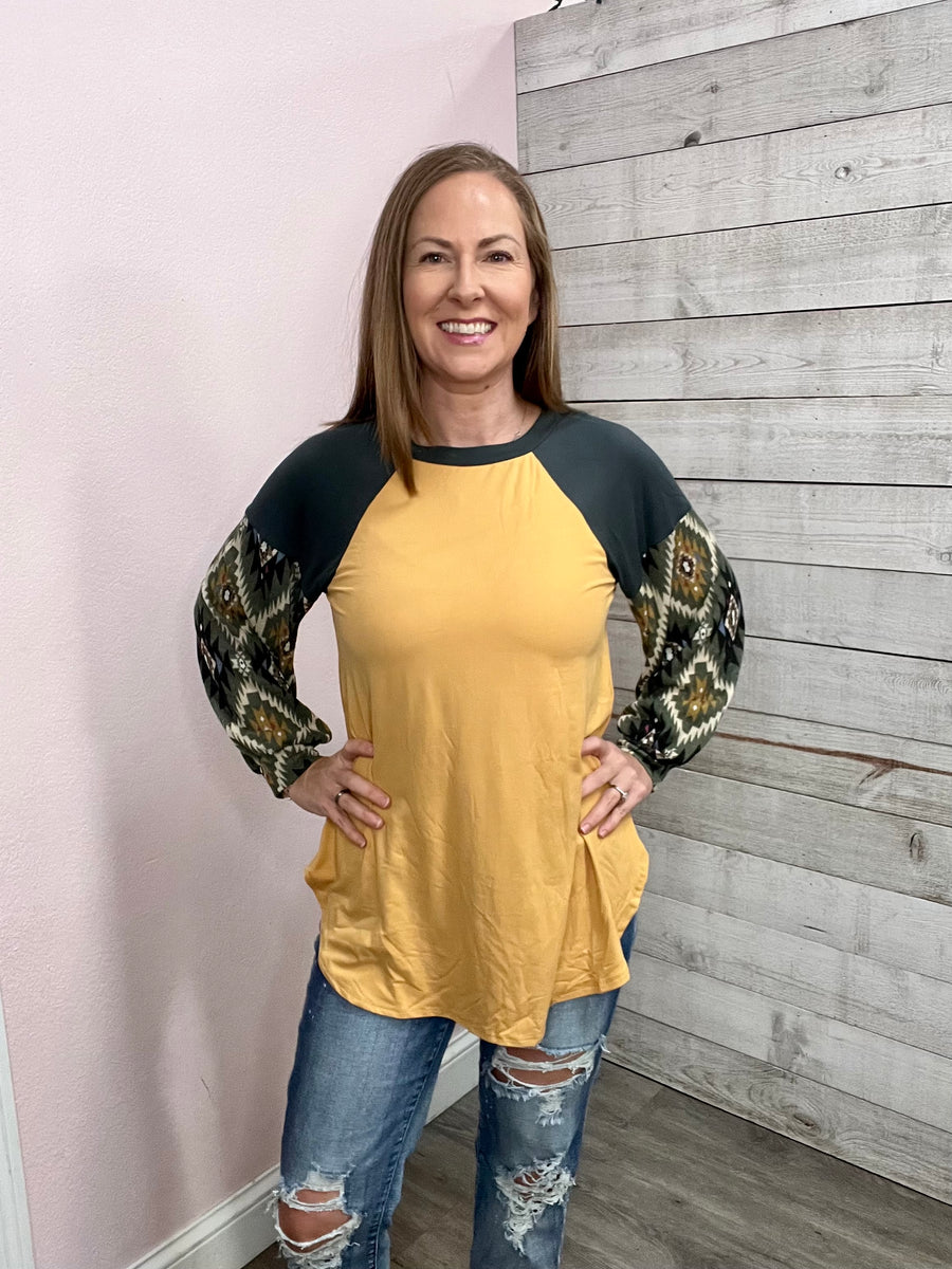 "Need You Back" Mustard Colorblock Top *FINAL SALE*