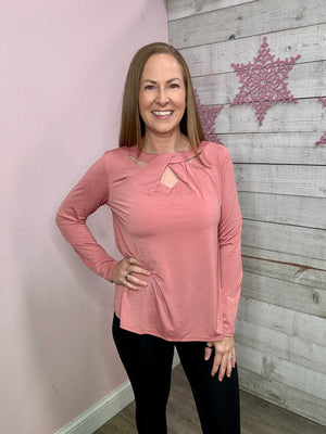 "The Lucky One" Twist Neck Top- Pink