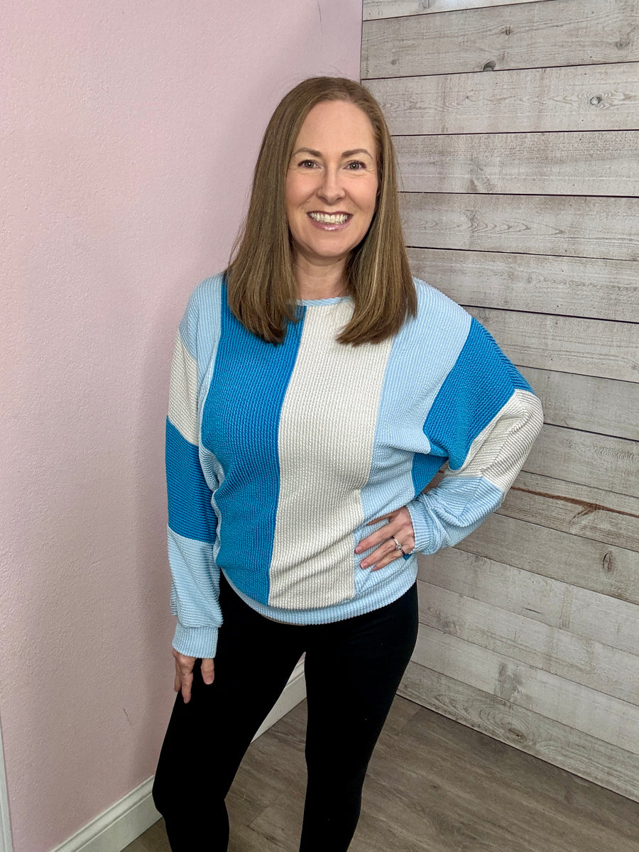 "On Cloud Nine" Blue Colorblock Top