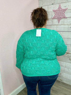 "So Sweet" Green Textured Sweater