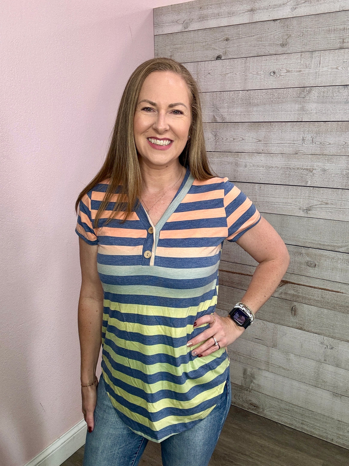 "Enjoy The Day" Multi-Color Striped Top