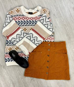 "Start The Bonfire" Corduroy Skirt *FINAL SALE*
