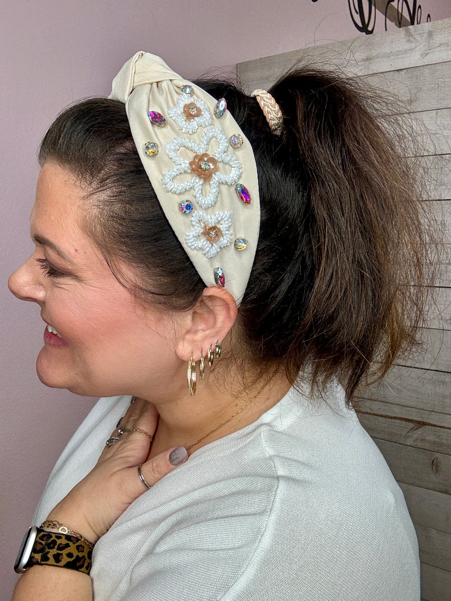 "Lydia" Floral Beaded Headband
