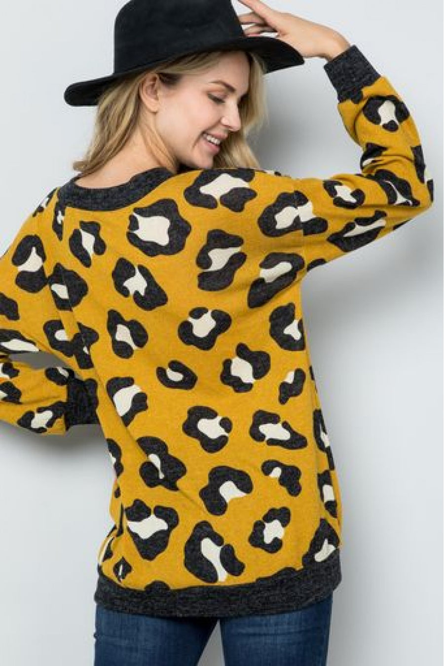 PF "Try It All" Mustard Animal Print Top