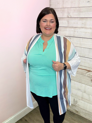 "Sail Away" Striped Kimono Cardigan