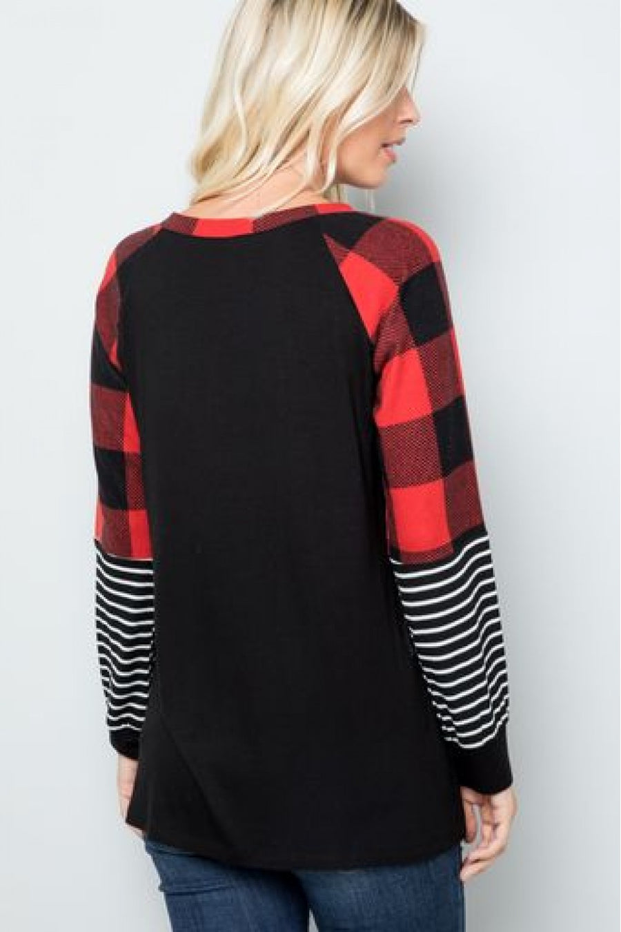 PF "Waited All Year" Plaid Stripe Top