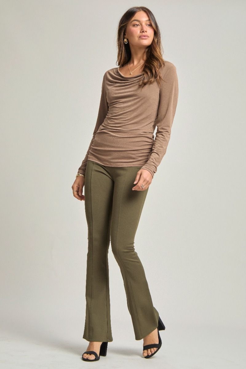 "Charming Views" Solid Ruched Top- Mocha