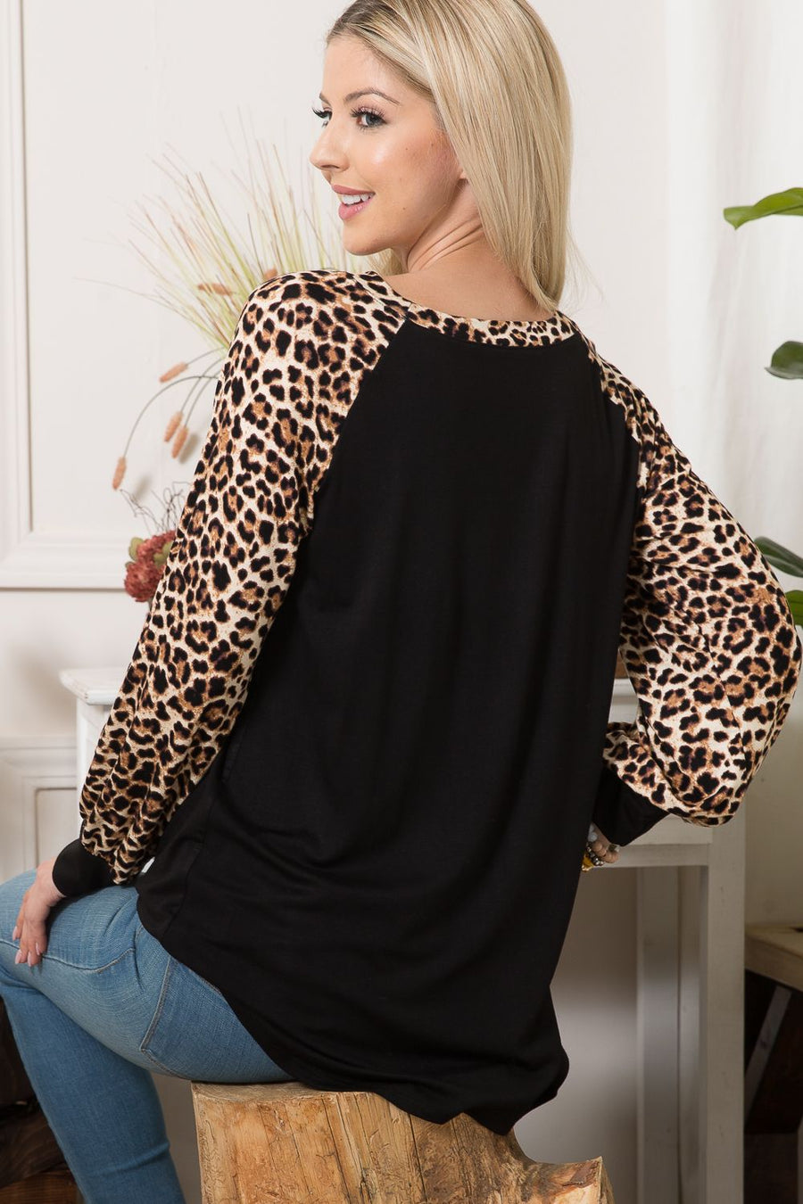 PF "Out For The Day" Animal Print Black Top