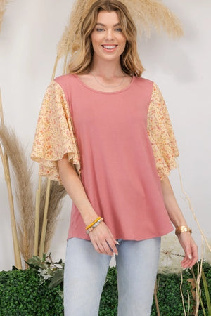 "No Comparison" Blush Floral Sleeve Top