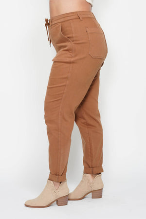 Judy Blue Hi-Rise Cuffed Jogger Camel- 88857