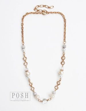 Chain Necklace w/Rhinestone Beads