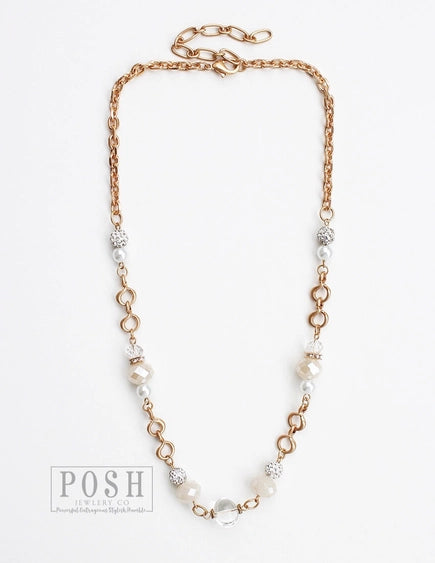 Chain Necklace w/Rhinestone Beads