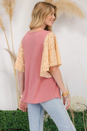 "No Comparison" Blush Floral Sleeve Top