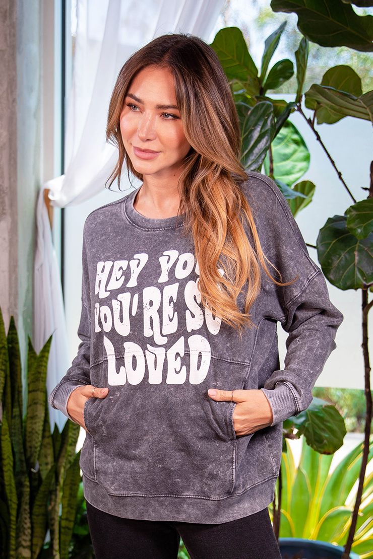 Pink"Hey You, You're So Loved" Graphic Top