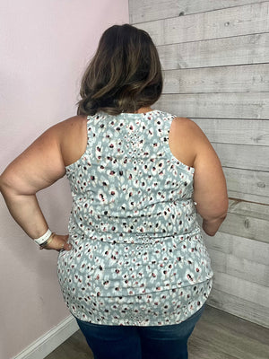 "No More Drama" Grey Animal Print Tank Top