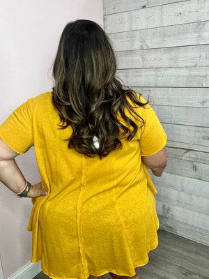 "One More Time" Mustard Short Sleeve Top