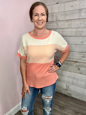 "Sweet and Charming" Blush Colorblock Top