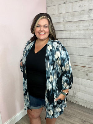 "Everlasting Hope" Blue Abstract Gabby Kimono