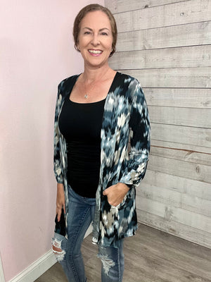"Everlasting Hope" Blue Abstract Gabby Kimono