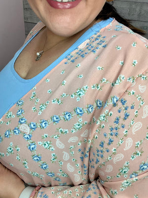 "Calm Waters" Bandana Print Kimono- Blush *FINAL SALE*