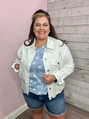 "With Love" White Denim Jacket