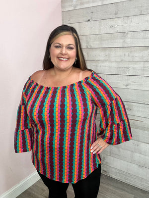"Good Times" Multi Color Print Top *FINAL SALE*