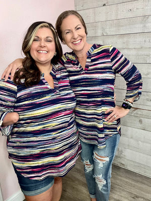 "Wait A Minute" Multi-Striped Gabby Top