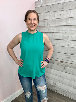 "Another Win" Ruffle Mock Neck Top *FINAL SALE*