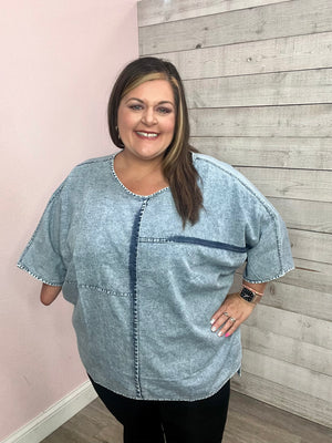 "Grateful" Chambray Top *FINAL SALE*