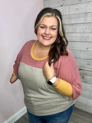 "Win Your Heart" Ribbed Colorblock Top