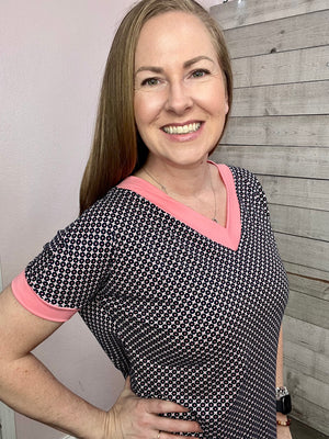 "Tour The Town" Pink Retro Print Top