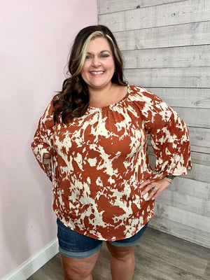 "Live For This" Rust Off-The-Shoulder Top