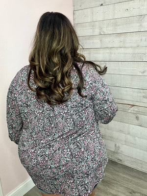 "A Better Day" Grey/Pink Paisley Gabby Top
