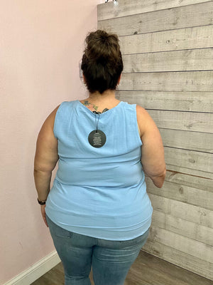 "Ready Or Not" Pocket Tank Top- Blue