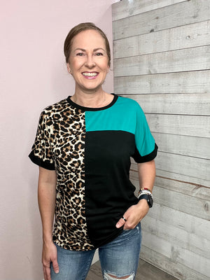 "Listen To Me" Animal Print Teal Top
