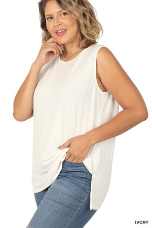 "Happy" Sleeveless Side Slit Top *FINAL SALE*