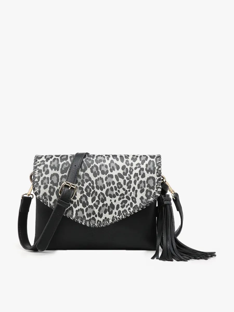 "Thea" Flapover Crossbody Purse w/ Tassle