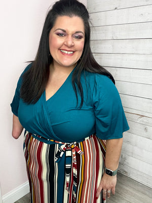 "Try Your Luck" Solid and Striped Midi Dress *FINAL SALE*