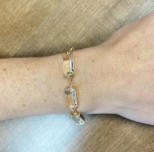 "Allison" Crystal and Gold Link Chain Bracelet