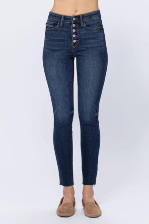 Judy Blue Hi-Rise Button Fly Skinny- 82318