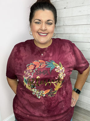 "Simply Blessed" Floral Wreath Graphic Tee *FINAL SALE*