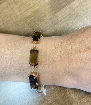 "Allison" Crystal and Gold Link Chain Bracelet